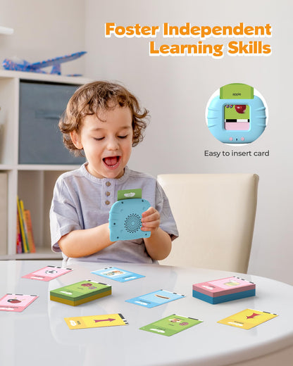 Talking Flash Cards for Toddlers 1 2 3 4 Year Olds, Montessori Language Learning with 224 Words, Pocket Speech Therapy and Autism Playthings, Children's Sensory Educational Device