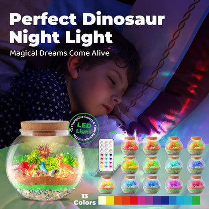 JOYEEMAX Unicorn Light-Up Terrarium Kit for Kids - LED Night Light - DIY Arts and Crafts Kit for Girls Ages 4-12