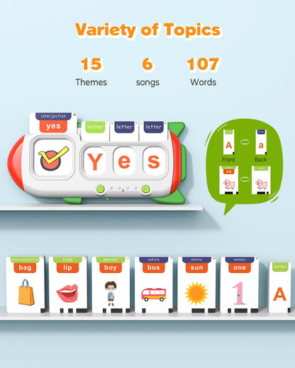 Talking Flash Cards for Toddlers 1 2 3 4 Year Olds, Montessori Language Learning with 224 Words, Pocket Speech Therapy and Autism Playthings, Children's Sensory Educational Device