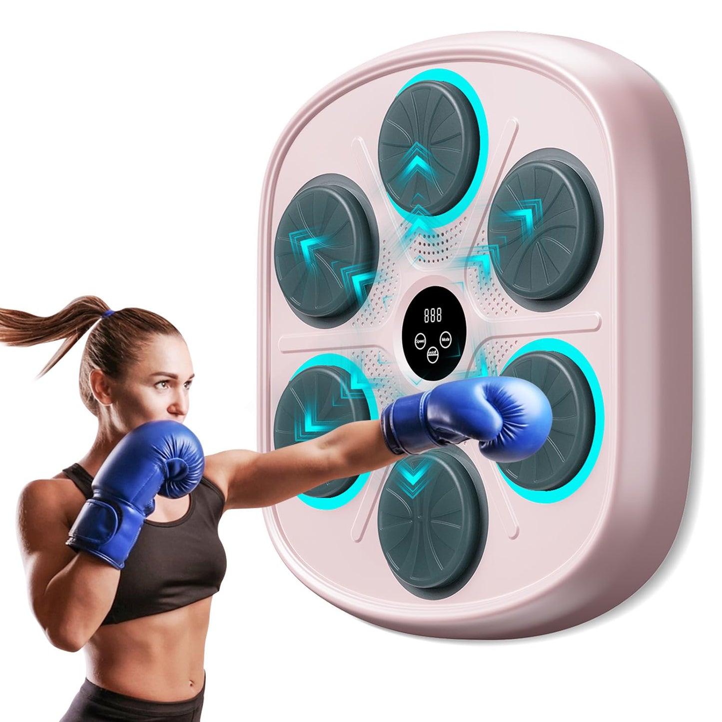 2025 New Model Smart Music Boxing Machine for Adults and Kids, Training Machine with LED Electronic Wall Mounted, Home Indoor Workout Equipment with Premium Boxing Gloves