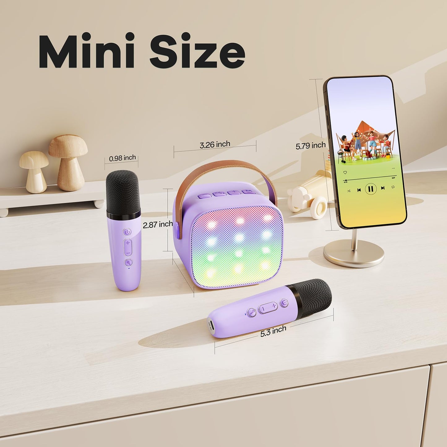 Karaoke Machine for Kids, Portable Mini Speaker with 2 Wireless Microphones, TOP Kids Gifts for Girls Ages 3, 4, 5, 6, 7, 8, 9, 10, 11, 12 +Years Old, 4-12th Christmas Birthday Toy Party (Purple)