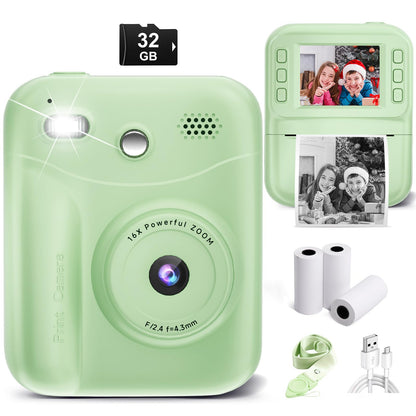 MINIBEAR Instant Print Camera for Kids Camera for Girls 48MP Kids Digital Camera, Toddler Selfie Video Camera Children Camera Christmas Birthday Gifts Toys for 3 4 5 6 7 8 9 10 Year Old Girls, Pink