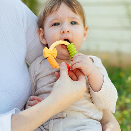 Nuby Silicone Carrot Tube Teether - Baby Teething Toy - Massaging Bristles for Sore Gums - 3+ Months