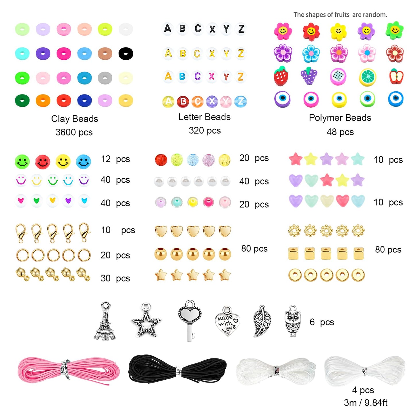 Dowsabel Clay Beads Bracelet Making Kit for Beginner, 5000 Pcs Preppy Polymer Clay Beads with Charms Kit for Jewelry Making, DIY Arts and Crafts Birthday Gifts Toys for Kids Age 6-13
