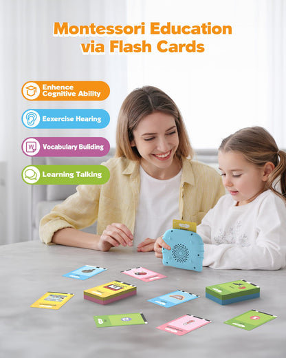 Talking Flash Cards for Toddlers 1 2 3 4 Year Olds, Montessori Language Learning with 224 Words, Pocket Speech Therapy and Autism Playthings, Children's Sensory Educational Device