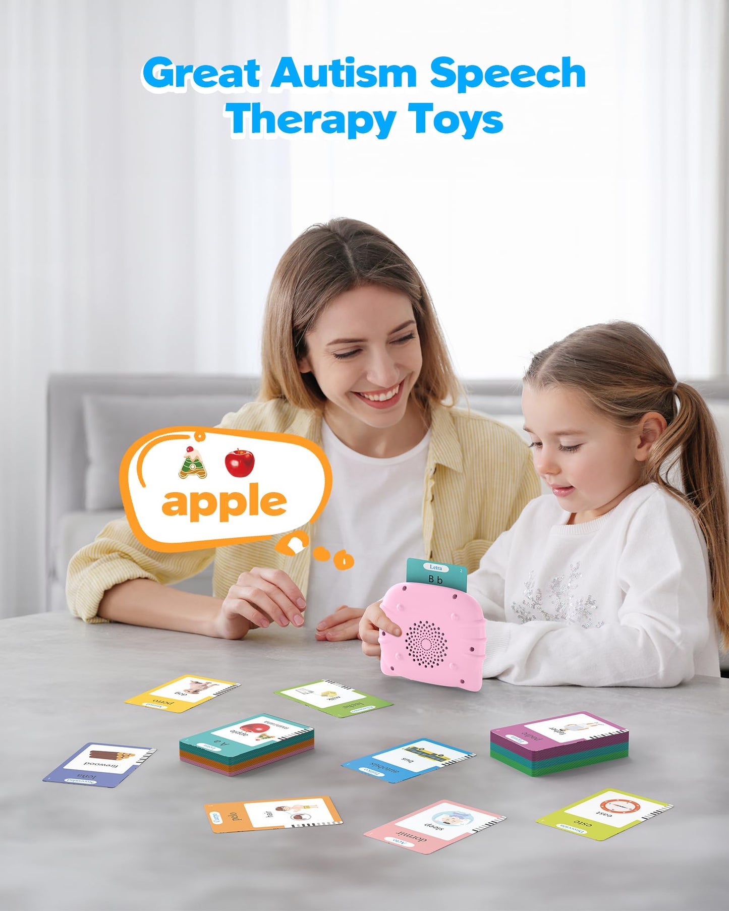Talking Flash Cards for Toddlers 1 2 3 4 Year Olds, Montessori Language Learning with 224 Words, Pocket Speech Therapy and Autism Playthings, Children's Sensory Educational Device