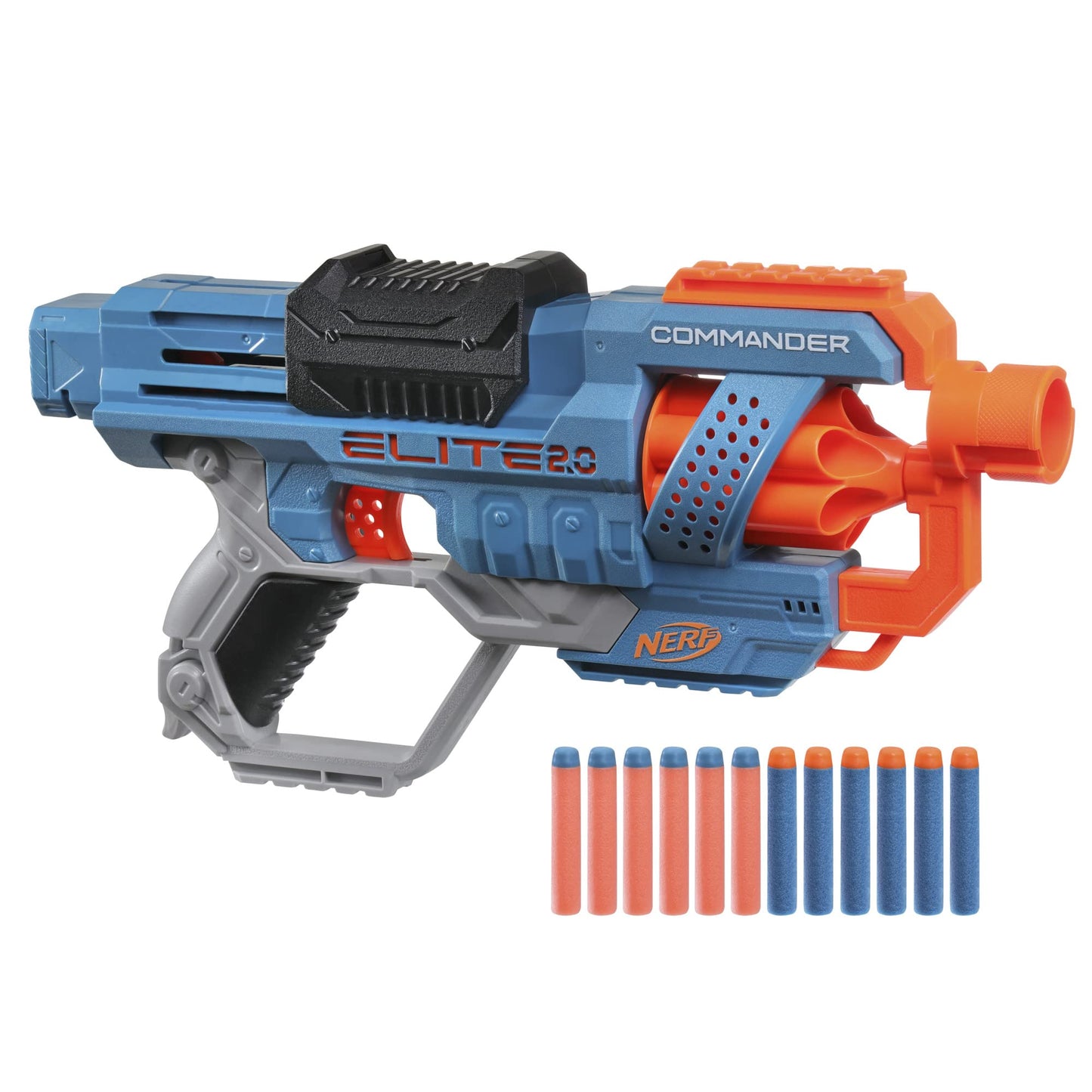 NERF Elite 2.0 Commander RD-6 Dart Blaster, 12 Darts, 6-Dart Rotating Drum, Outdoor Toys, Ages 8 and Up