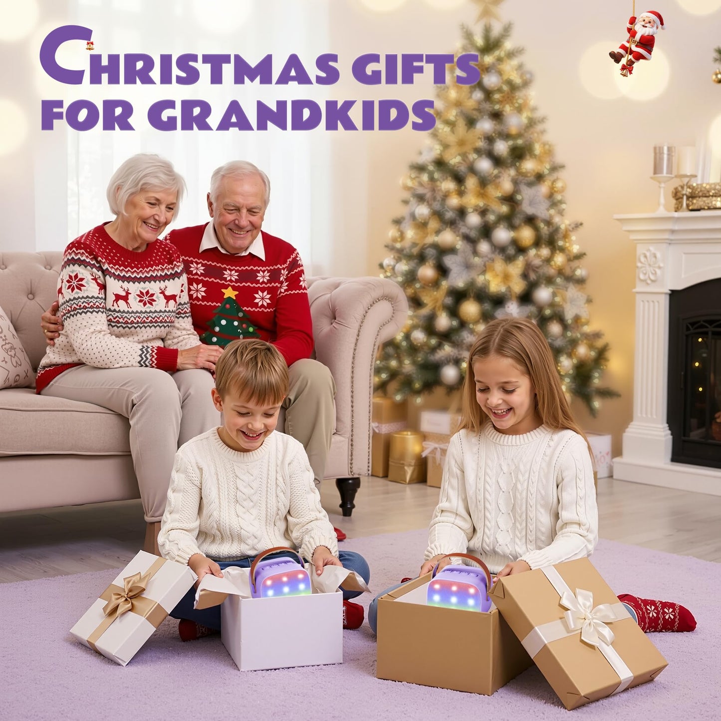 Karaoke Machine for Kids, Portable Mini Speaker with 2 Wireless Microphones, TOP Kids Gifts for Girls Ages 3, 4, 5, 6, 7, 8, 9, 10, 11, 12 +Years Old, 4-12th Christmas Birthday Toy Party (Purple)