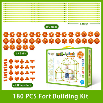 V-Opitos 180 Pack Fort Building Kits for Kids Age 4, 5, 6, 7, 8+ Years Old, Creative STEM Building Toys for DIY Castles, Tunnels, Play Tent, Ideal Christmas, Birthday Gifts for Boys & Girls