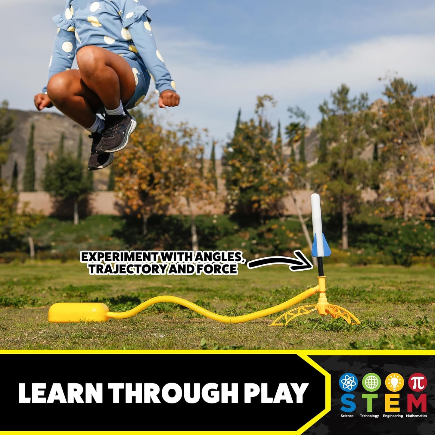 Stomp Rocket Jr Multi-Color Rocket Launcher for Kids, 8 Rockets - Fun Outdoor Kids Gifts for Boys & Girls - STEM Toy Foam Blaster Set Soars Up to 100 Feet - Ages 3 & Up