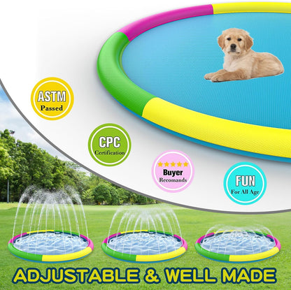 Growsland Splash Pad for Toddlers, Outdoor Sprinkler for Kids, 67" Summer Water Toys Inflatable Wading Baby Pool Fun Gifts for 3 4 5 6 7 8 9 Years Old Boy Girl Backyard Garden Lawn Outdoor Games