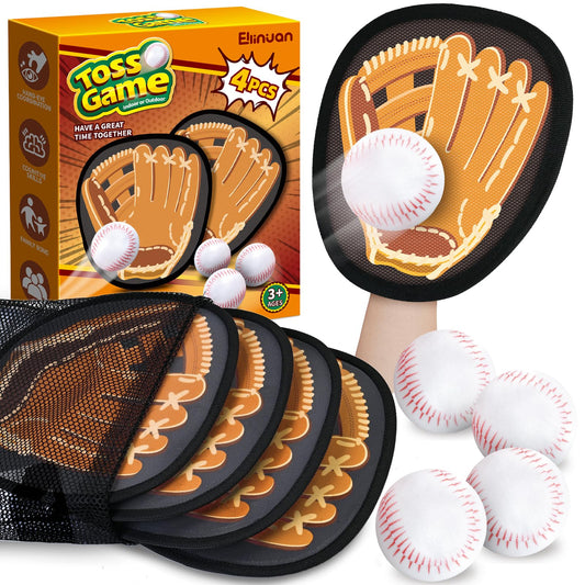 4 Packs Catch Ball Game Set, Baseball Training Glove, Outdoor Toys, Summer Beach Pool Yard Backyard Lawn Camping Sports Play Toy Games for Toddlers Kids Teens Adults Family Game, Fun Ideal Gifts