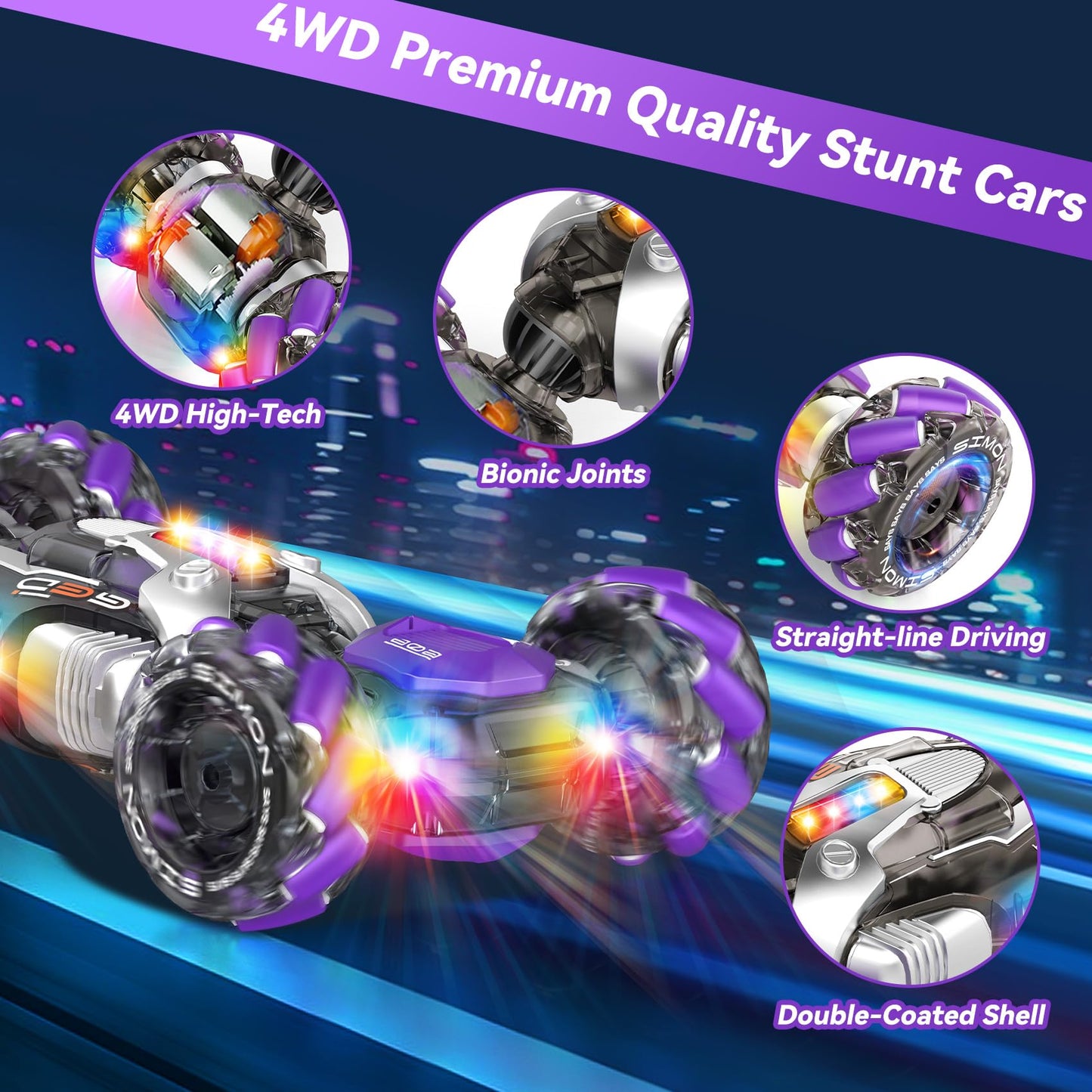 Gesture Sensing RC Stunt Car, 360° Rotating 4WD Remote Control Transform Hand Controlled Car - Fun Toys for 6 7 8 9 10 11 12 13 Year Old Boys Girls Birthday Gifts