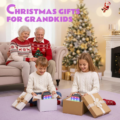 Karaoke Machine for Kids, Portable Mini Speaker with 2 Wireless Microphones, TOP Kids Gifts for Girls Ages 3, 4, 5, 6, 7, 8, 9, 10, 11, 12 +Years Old, 4-12th Christmas Birthday Toy Party (Purple)