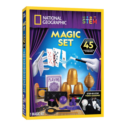National Geographic Kids Magic Set - 45 Magic Tricks for Kids to Perform with Step-by-Step Video Instructions for Each Trick Provided by a Professional Magician, Toys for Boys and Girls
