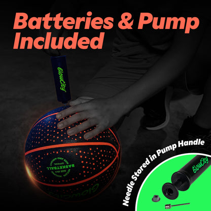 GlowCity Glow in The Dark Basketball for Teen Boy - Glowing Red Basket Ball, Light Up LED Toy for Night Ball Games - Sports Stuff & Gadgets for Kids Age 8 Years Old and Up. Great Gift for Boys & Girls