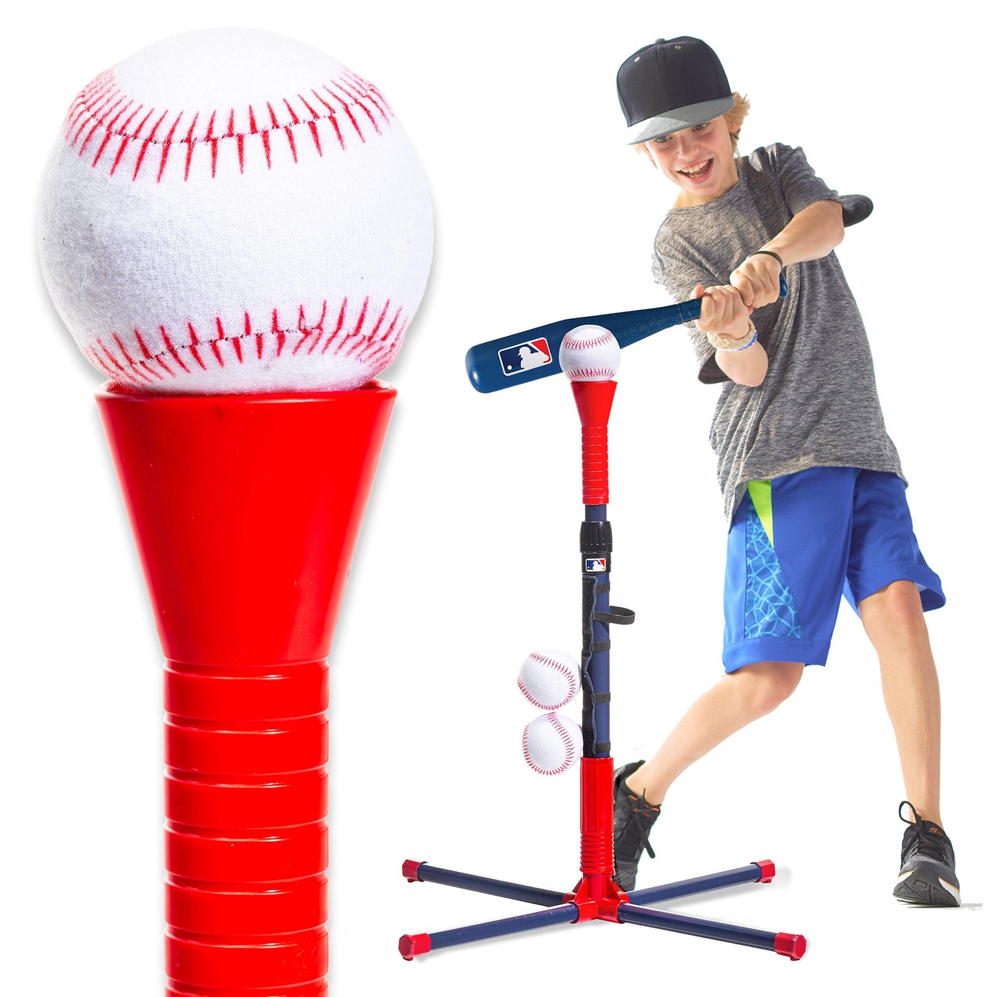 Franklin Sports Grow-with-Me Kids Baseball Batting Tee + Stand Set for Youth + Toddlers - Youth Baseball, Softball + Teeball Hitting Tee Set for Boys + Girls