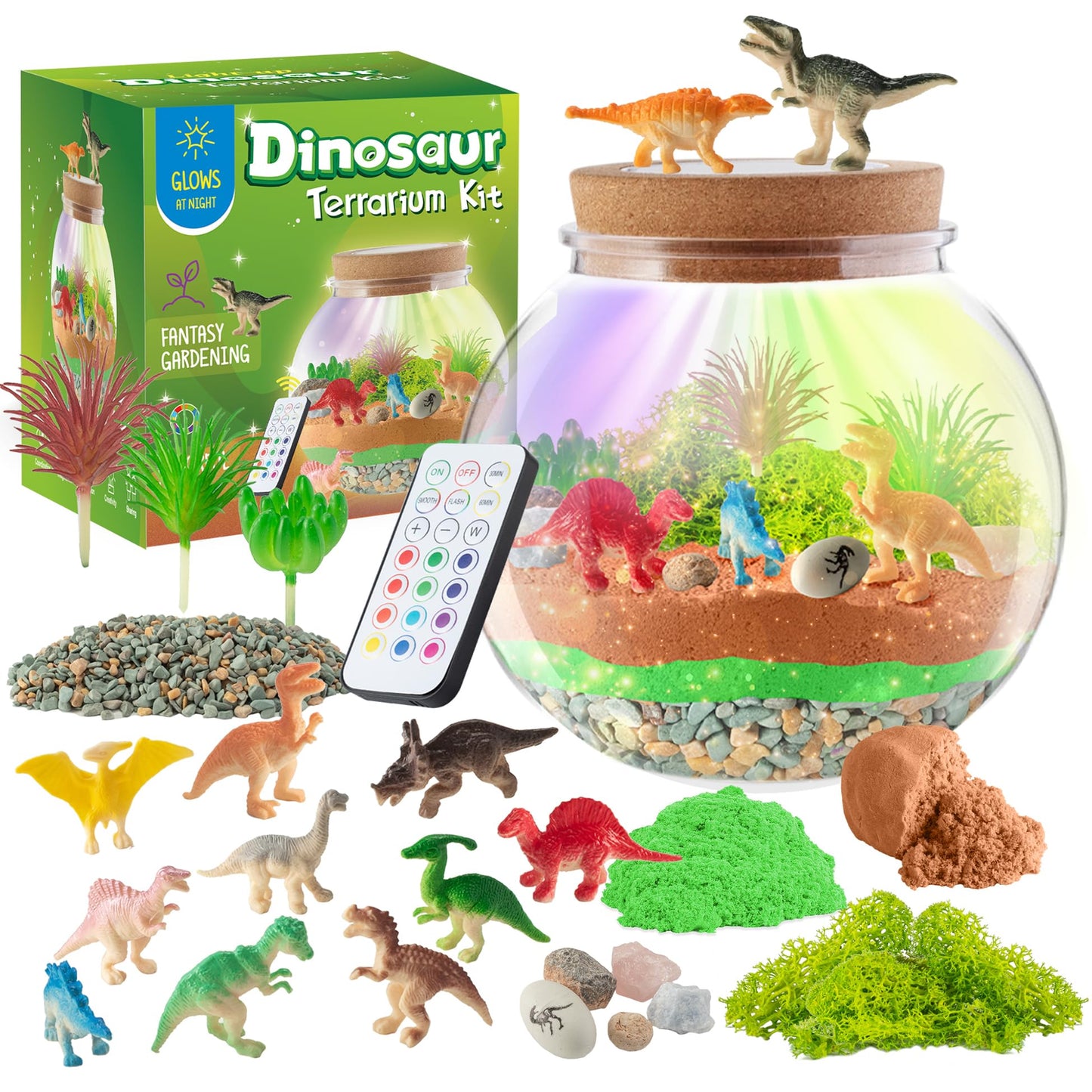 JOYEEMAX Unicorn Light-Up Terrarium Kit for Kids - LED Night Light - DIY Arts and Crafts Kit for Girls Ages 4-12