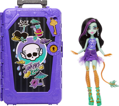 Monster High Skulltimate Secrets Draculaura Doll and Accessories Set, Destination: Gore-geous Oasis with Suitcase and 19+ Surprises Like Clothes