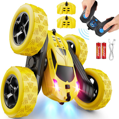 Remote Control Car, RC Cars Toys for Kids Ages 6-12, 4WD Stunt Car with LED Lights & 360° Flips, 2.4GHz, Upgraded USB-C Modular Batteries, 8-10 Year Old Boys Birthday Gift 1-Blue
