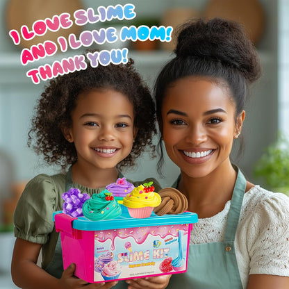 Jumbo DIY Slime Making Kit with Colors, Glitters, Containers, Mixing Tools, Storage Box, Multiple Combinations