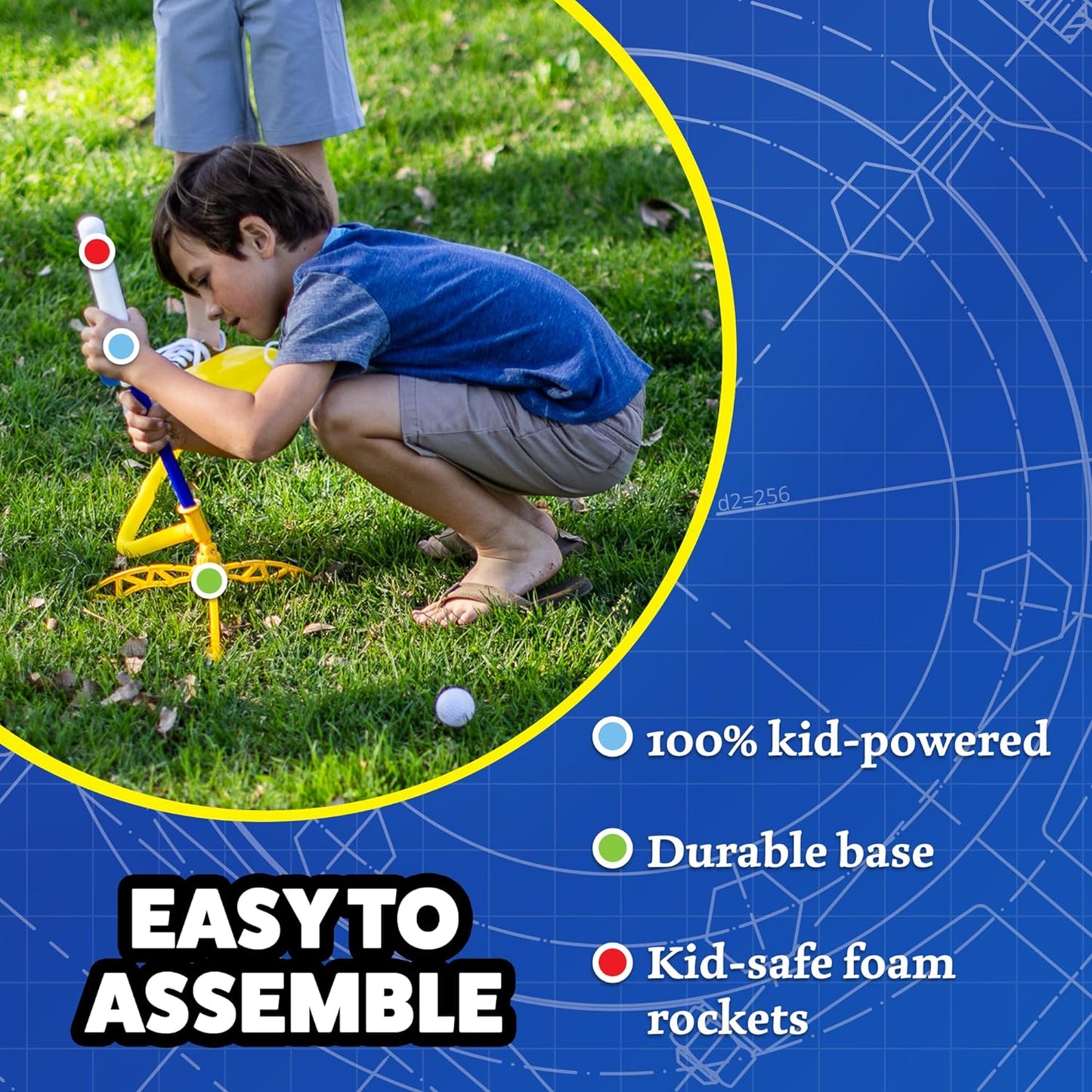Stomp Rocket Jr Multi-Color Rocket Launcher for Kids, 8 Rockets - Fun Outdoor Kids Gifts for Boys & Girls - STEM Toy Foam Blaster Set Soars Up to 100 Feet - Ages 3 & Up