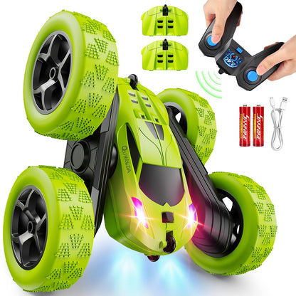 Remote Control Car, RC Cars Toys for Kids Ages 6-12, 4WD Stunt Car with LED Lights & 360° Flips, 2.4GHz, Upgraded USB-C Modular Batteries, 8-10 Year Old Boys Birthday Gift 1-Blue