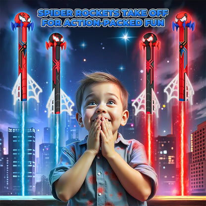 Spider Rocket Launcher for Kids, 4 Spider Rockets with Web Air Pump, Stomping Launch up Toys, Indoor/Outdoor Spider Toys Gifts for 3 4 5 6 7 8 9 10 Year Old Boys Girls Age 3-4 4-6 6-8 Birthday Gift