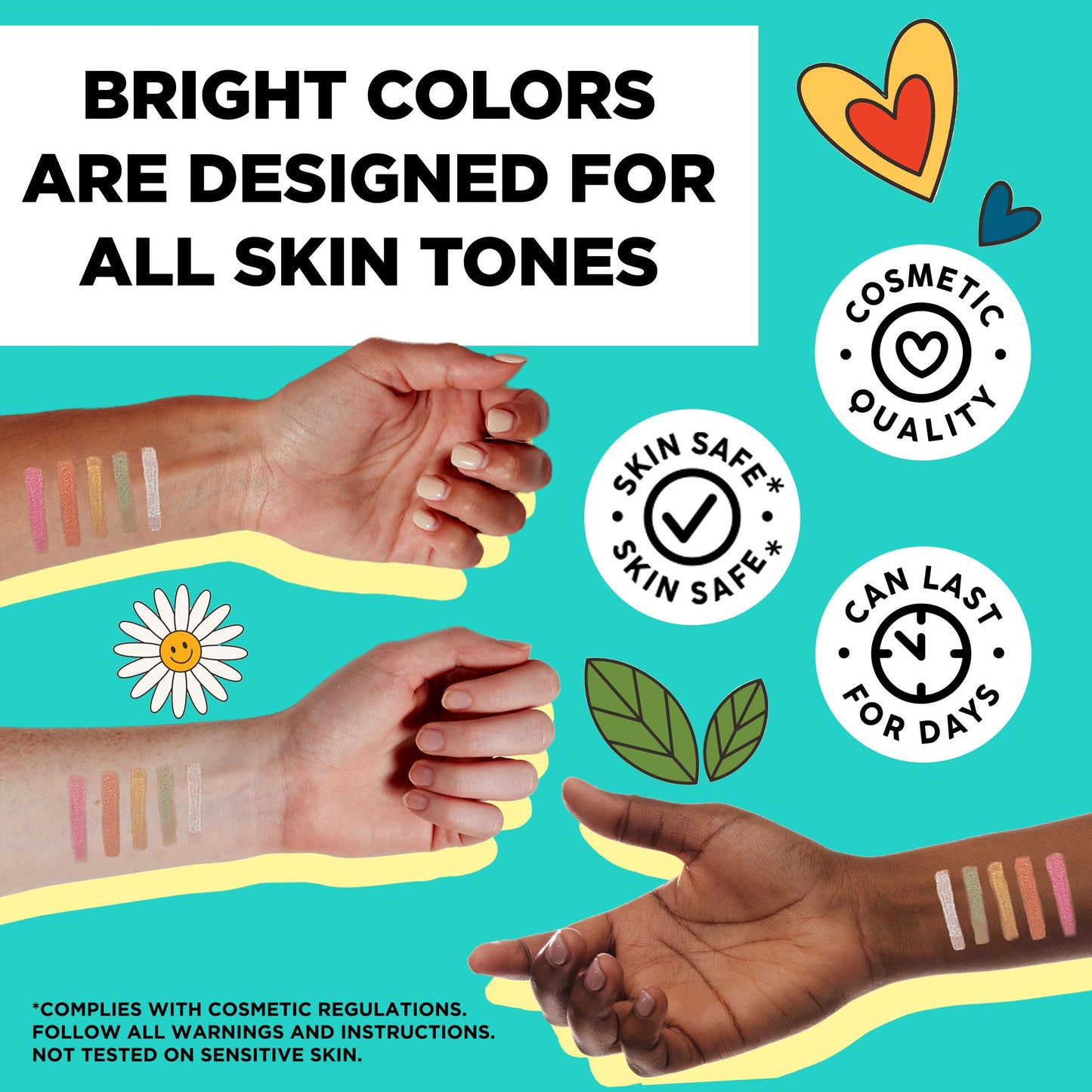 BodyMark Temporary Tattoo Markers, 8-Count Color Collection, Skin-Safe & Cosmetic Quality, Cruelty-Free, Long-Lasting, Flexible Brush Tip, Stencils Included