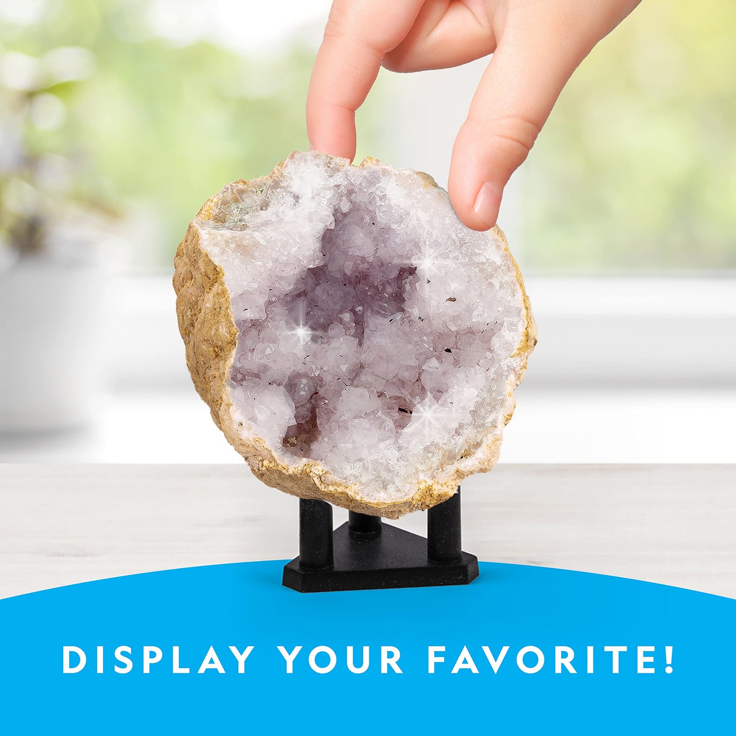 NATIONAL GEOGRAPHIC Break Open 10 Premium Geodes – Includes Goggles and 2 Display Stands - Great STEM Science Kit, Geology Gift for Kids, Break Your Own Geodes with Crystals, Toys for Boys and Girls