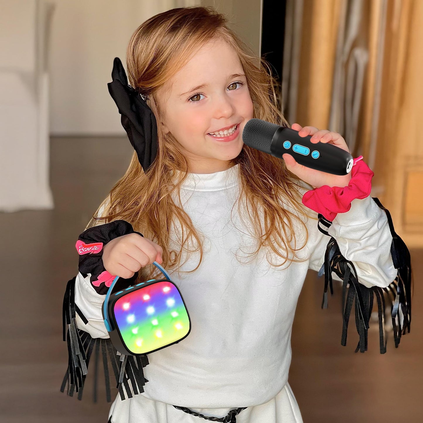 Karaoke Machine for Kids, Portable Mini Speaker with 2 Wireless Microphones, TOP Kids Gifts for Girls Ages 3, 4, 5, 6, 7, 8, 9, 10, 11, 12 +Years Old, 4-12th Christmas Birthday Toy Party (Purple)