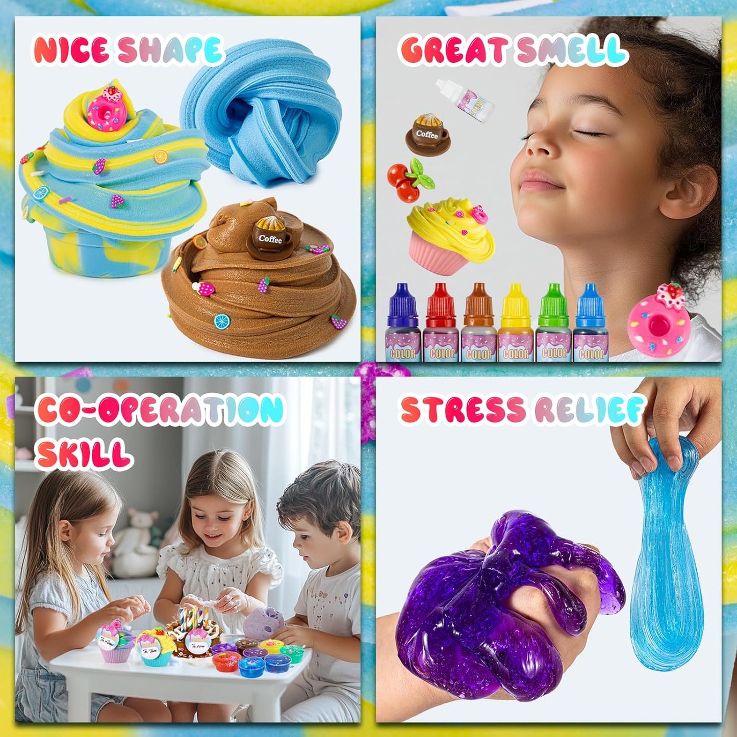 Jumbo DIY Slime Making Kit with Colors, Glitters, Containers, Mixing Tools, Storage Box, Multiple Combinations