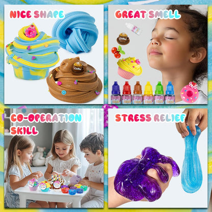 Jumbo DIY Slime Making Kit with Colors, Glitters, Containers, Mixing Tools, Storage Box, Multiple Combinations