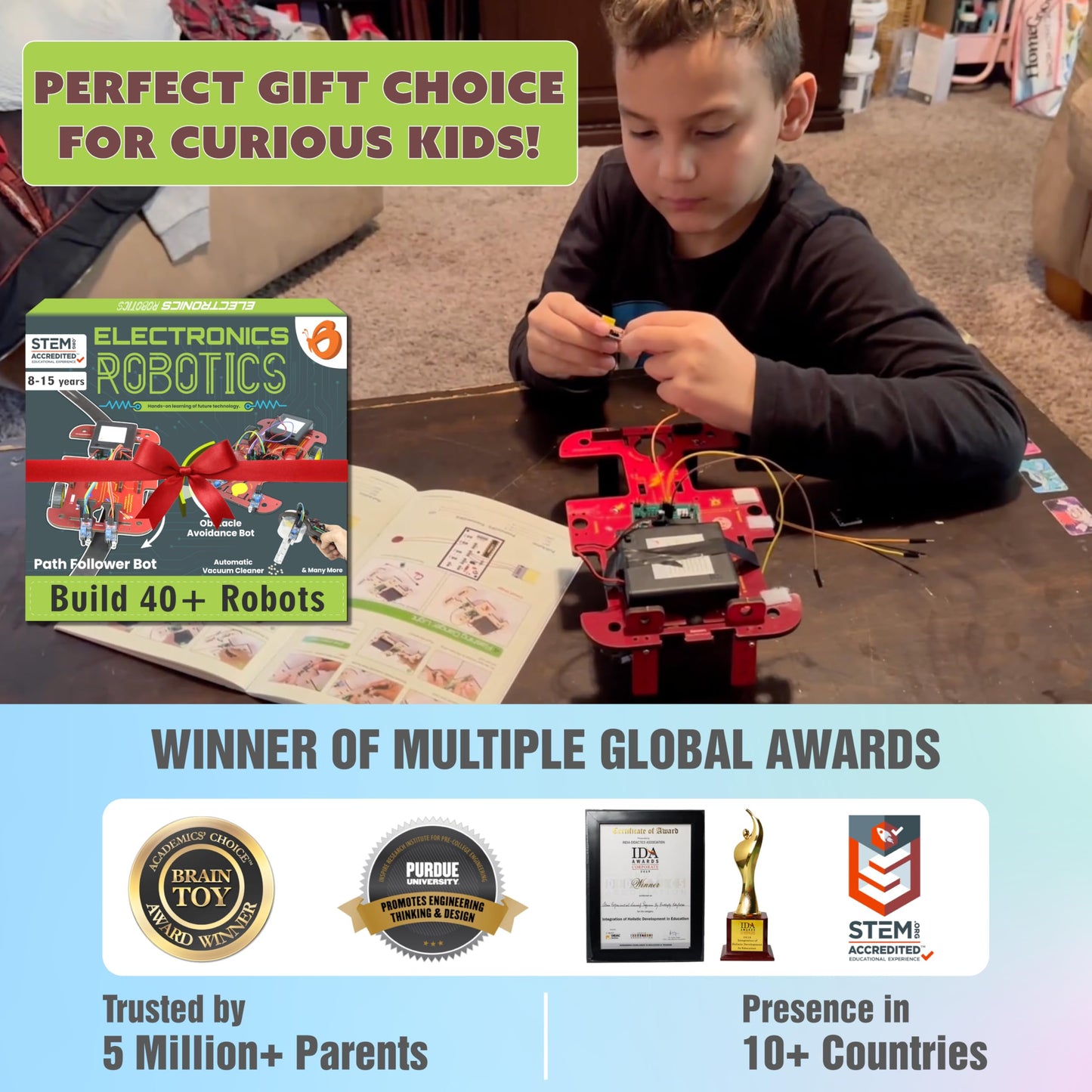 Butterfly Edufields 10in1 STEM Robotics Kit for Kids 8-12-14, Robot Kit for 8-10, Electronics for Kids 8-12, Engineering Kits for Kids Age 8-12, Science Kits for Kids Age 12-14, Circuit Board for Kids