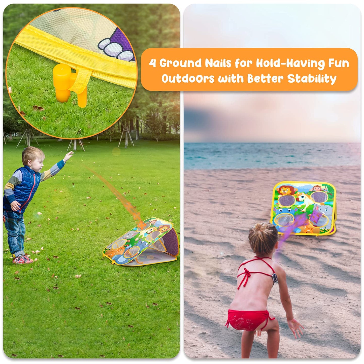 Bean Bag Toss Game for Kids - Cornhole Board Outdoor Toys for Toddlers -Party Activities Carnival Outside Yard Backyard Beach Lawn Games Toy for Kid Boys Girls Age 3 4 5 6 7 8 Year Old Birthday Gifts