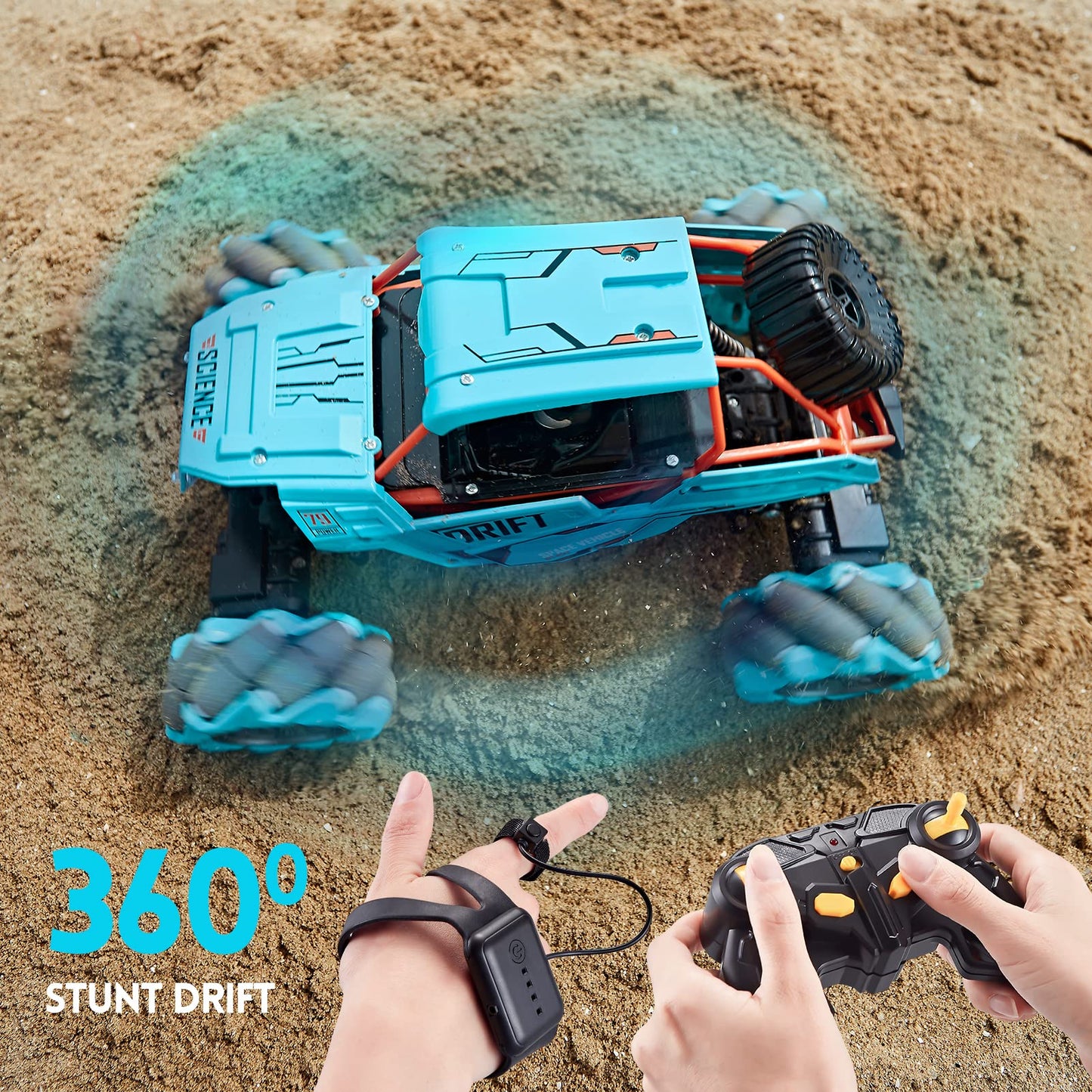 4WD Remote Control Gesture Sensor Car,Hand Controlled RC Stunt Car,Double-Sided Vehicle 360° Rotation with Light and Music Spray, Watch Toy Cars for Boys & Girls Birthday