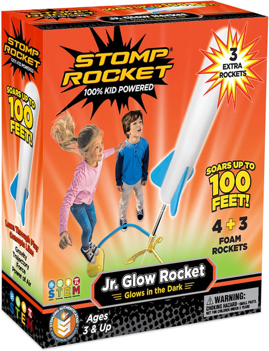 Stomp Rocket Jr Multi-Color Rocket Launcher for Kids, 8 Rockets - Fun Outdoor Kids Gifts for Boys & Girls - STEM Toy Foam Blaster Set Soars Up to 100 Feet - Ages 3 & Up