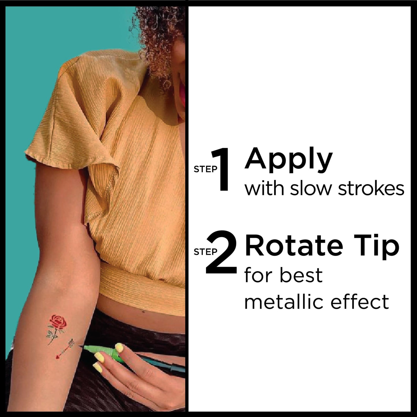 BodyMark Temporary Tattoo Markers, 8-Count Color Collection, Skin-Safe & Cosmetic Quality, Cruelty-Free, Long-Lasting, Flexible Brush Tip, Stencils Included