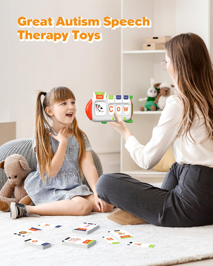 Talking Flash Cards for Toddlers 1 2 3 4 Year Olds, Montessori Language Learning with 224 Words, Pocket Speech Therapy and Autism Playthings, Children's Sensory Educational Device