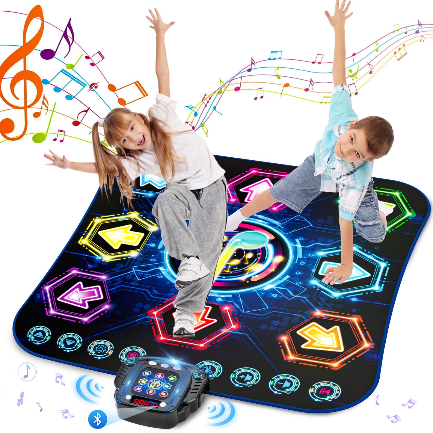 Dance Mat for 3-12 Year Old Girls, Electronic Dance Pad with 8 Button & Wireless Bluetooth, Music Dance Toy Birthday Xmas Gifts for Kids 3 4 5 6 7 8 9 10+ Year Old