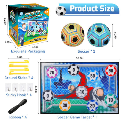 VATOS Toy Soccer Ball Game Set for Boys and Girls, Indoor Outdoor Backyard Toss Soccer Goal Game with 2 Balls, 1 Flannel Target, Soccer Toys for 3-5 6-8 8-12 Years Old Kids Birthday