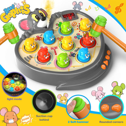 HopeRock Toys for 2 3 4 5 Year Old Boy,Toddler Toys Age 2-4, Whack A Frog Game,with 5 Modes,45 Levels,9 Music Spray and Light-up, Baby Toy Gifts for Early Learning, Birthday Gift for Toddler Boy Toys