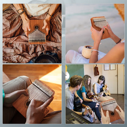 Kalimba Thumb Piano,YUNDIE Portable 17 Keys Mbira Finger Piano with Tune Hammer and Study Instruction,Musical Instruments Birthday Gift for Kid Adult Beginners Professional(Brown)