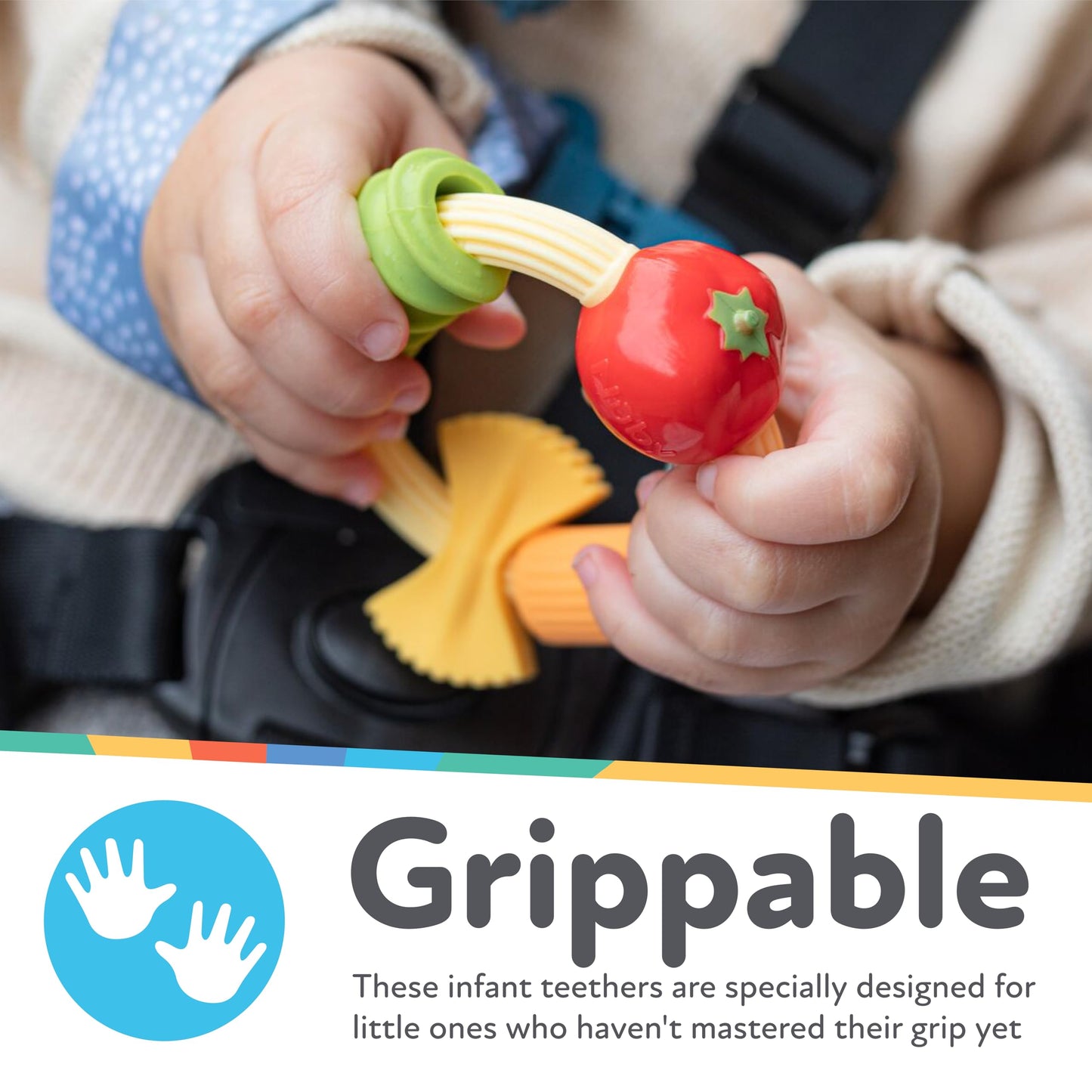 Nuby Silicone Carrot Tube Teether - Baby Teething Toy - Massaging Bristles for Sore Gums - 3+ Months