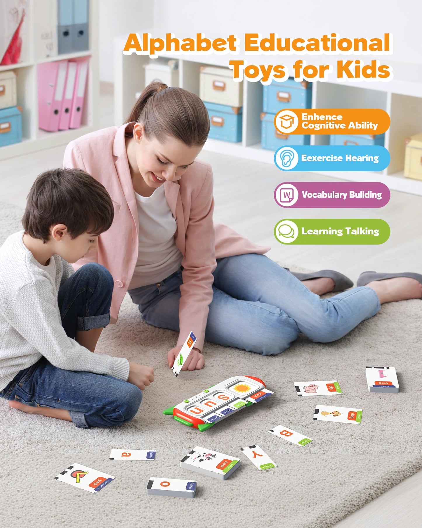 Talking Flash Cards for Toddlers 1 2 3 4 Year Olds, Montessori Language Learning with 224 Words, Pocket Speech Therapy and Autism Playthings, Children's Sensory Educational Device