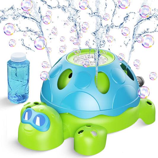 Water Sprinkler for Kids, 2-in-1 Sprinkler Toys with Bubble Machine, Turtle Toddler Outdoor Backyard Games Splashing Toys for Summer Fun, Children's Sprinkler for Kids Age 3-5 4-8 Girls Boys Gift