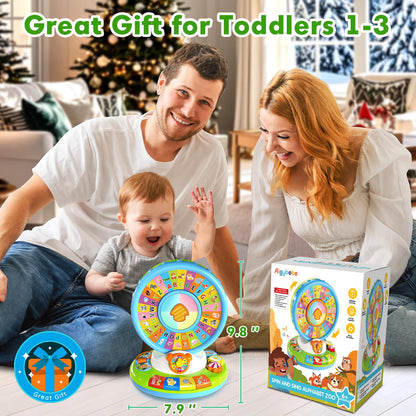 Toys for 1 2 3 Years Old Boys Girls, Musical Spin & Sing Alphabet Zoo with Lights & Sounds, Learning Educational Toys for Toddler 1-3, Christmas Birthday Gifts for Baby Kids Age 6-9-12-18 Months