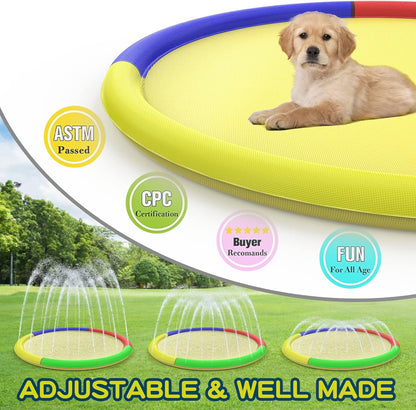 Growsland Splash Pad for Toddlers, Outdoor Sprinkler for Kids, 67" Summer Water Toys Inflatable Wading Baby Pool Fun Gifts for 3 4 5 6 7 8 9 Years Old Boy Girl Backyard Garden Lawn Outdoor Games
