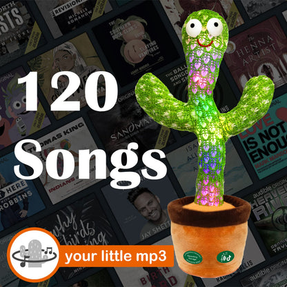 Pbooo Dancing Talking Cactus Mimicking Toy,Talking Repeat Singing Sunny Cactus Toy 120 Pcs Songs for Baby 15S Record Your Sound Sing+Dancing+Recording+LED