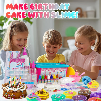 Jumbo DIY Slime Making Kit with Colors, Glitters, Containers, Mixing Tools, Storage Box, Multiple Combinations